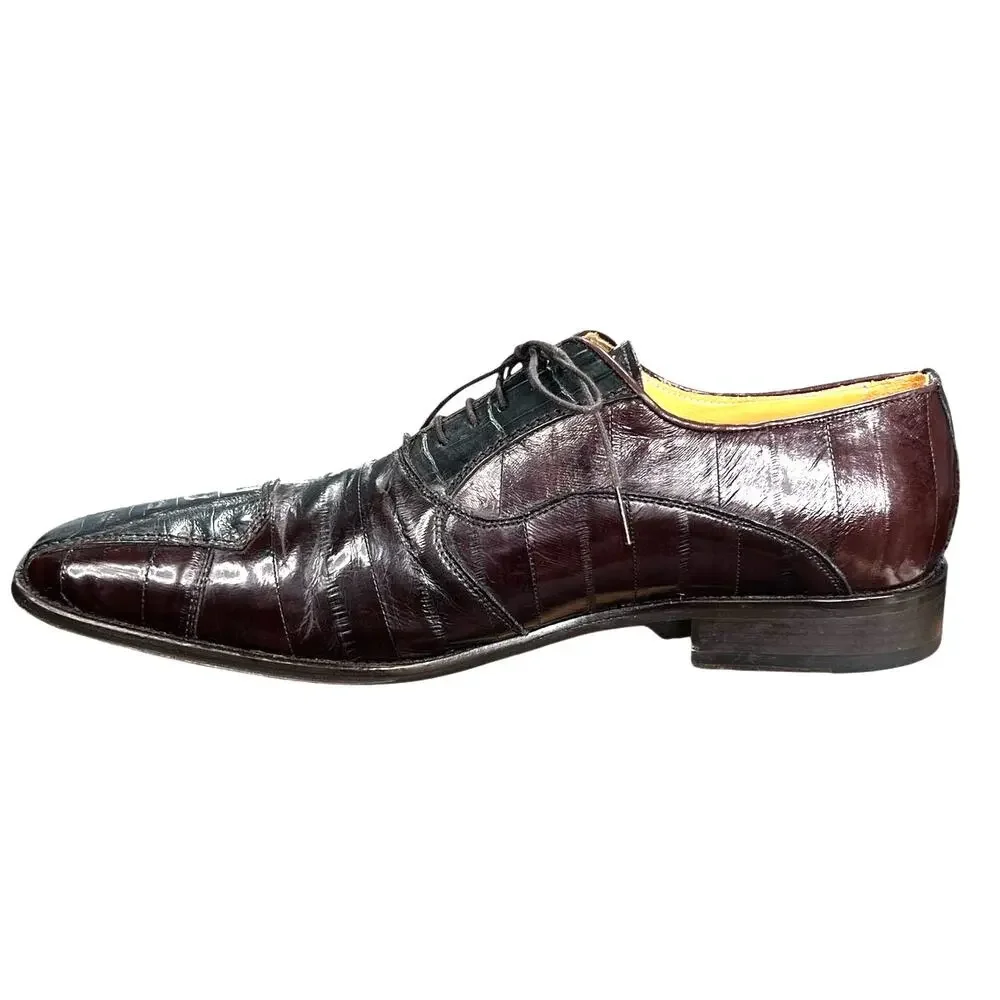 Vintage David Eden Men’s Basset Brown Crocodile Lizard Oxford Size US 12